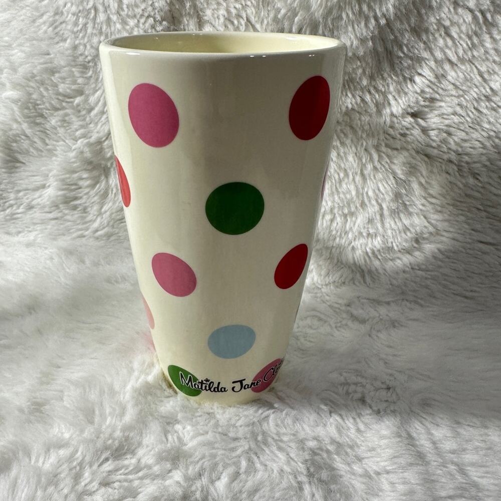 Matilda Jane Coffee Mug Multicolor Polka Dot Ceramic Cup Colorful Cottagecore